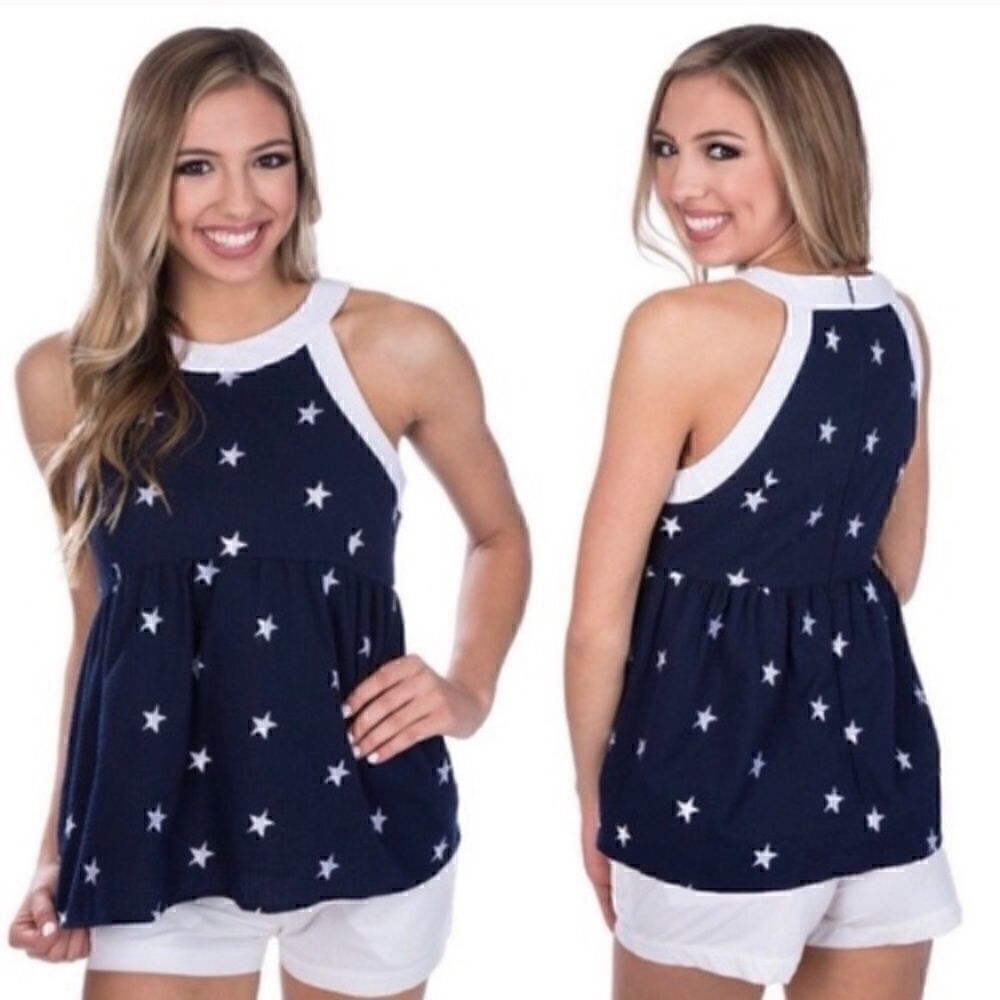 Lauren James Layla Star Seersucker Peplum Top